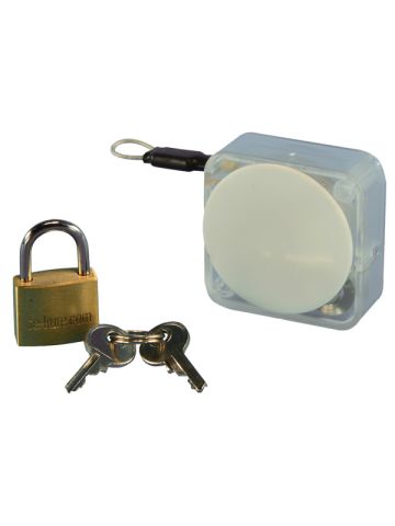 Handbag Security, 20 mm Padlock with Clear wire & MicroMini Retractor