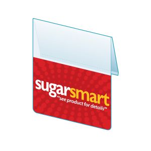 Sugar Smart Shelf Talker with Right Angle Flag, ClearVision, 2.5"W x 1.25"H