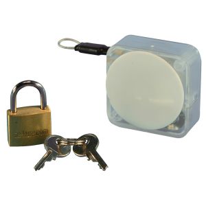 Handbag Security, 20 mm Padlock with Clear wire & MicroMini Retractor