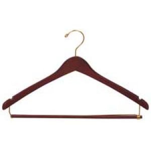 17" Walnut, Contoured Wood Suit Hangers with lock bar