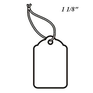 1 1/8", Strung Blank White Scallop Top Tags