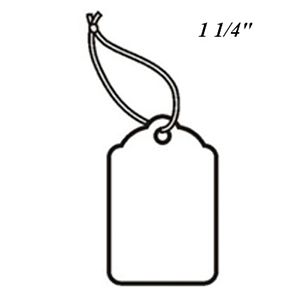1 1/4", Strung Blank White Scallop Top Tags