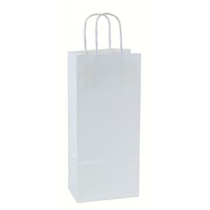 Recycled White Kraft Paper Shopping Bags, 5” x 3” x 13”