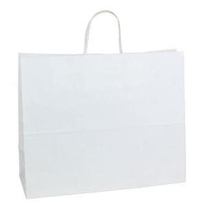 Recycled White Kraft Paper Shopping Bags, 16" x 6" x 13" (Vogue)