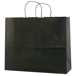 Black, Large Shadow Stripe Paper Shopping Bags, 16" x 6" x 13" (Vogue)