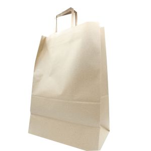 Recycled Natural Kraft Paper Shopping Bags, 12" x 7" x 17" 1/6 barrel w/ flat handle