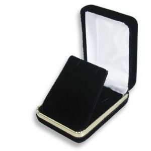 Black Velvet with Gold Trim Hinged Jewelry Boxes, for Pendant/ Earring with Flap