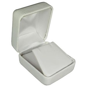White Faux Leather Hinged Jewelry Boxes, for Earring with Flap