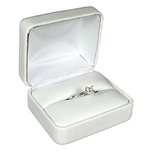 White Faux Leather Hinged Jewelry Boxes, for Ring