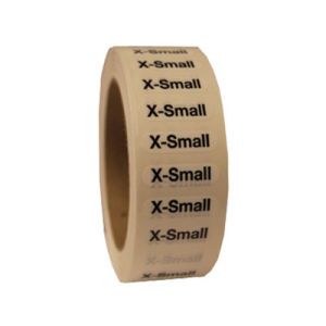"Extra Small "XS" Clear Rectangle Size Labels